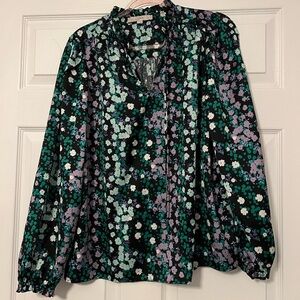 Mixed media v-neck top